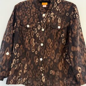 Ruby Rd. Brown & Black Leopard-Print Crop Jacket